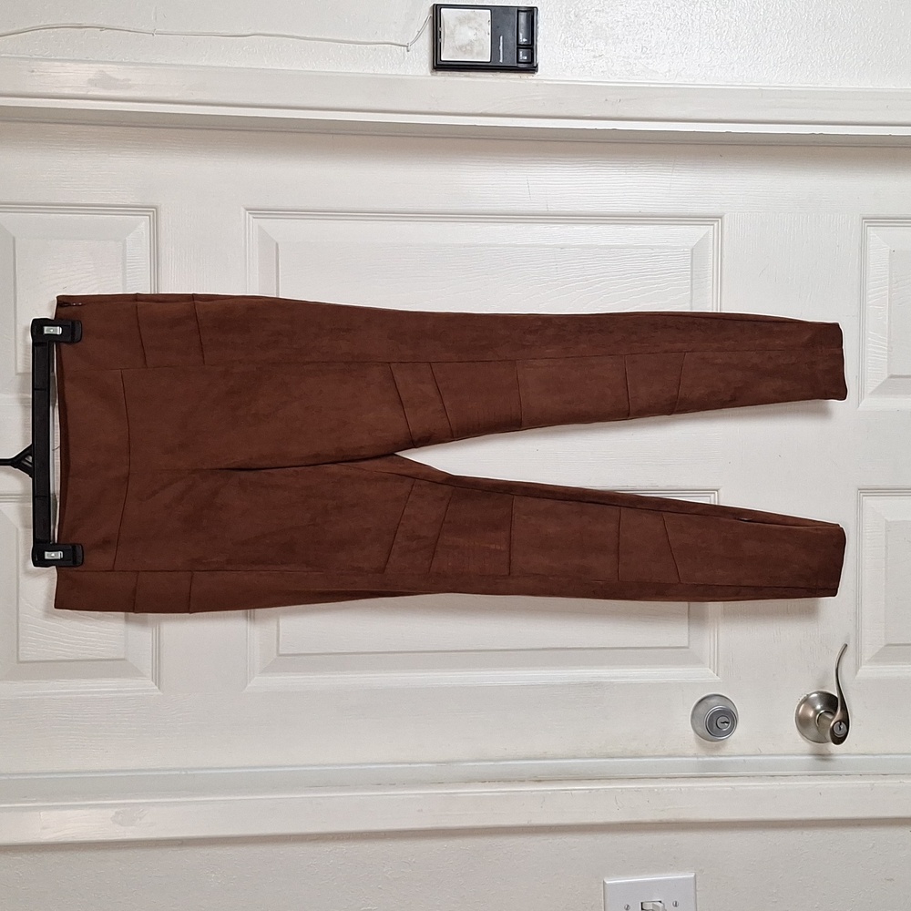 Sundance Luxe Dreams Leggings Faux Suede Amber Brown Moto Pants Women's Size 4